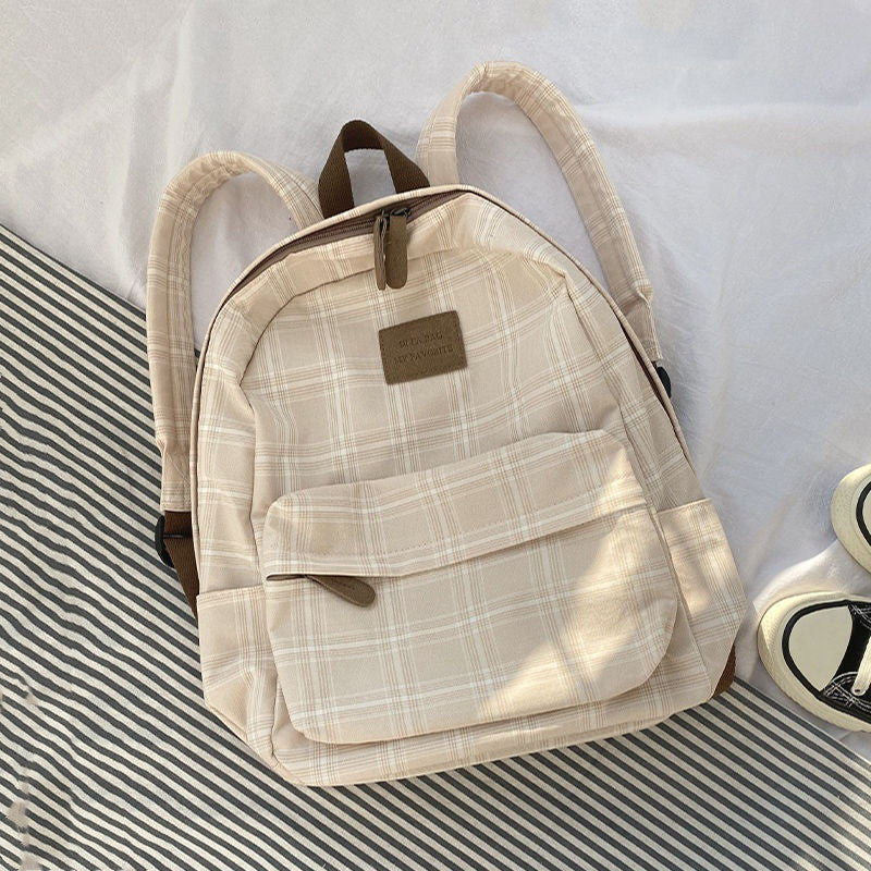 Simple Plaid Large-capacity Schoolgirl Backpack