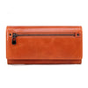 Ladies Genuine Leather Simple Solid Color Long Wallet