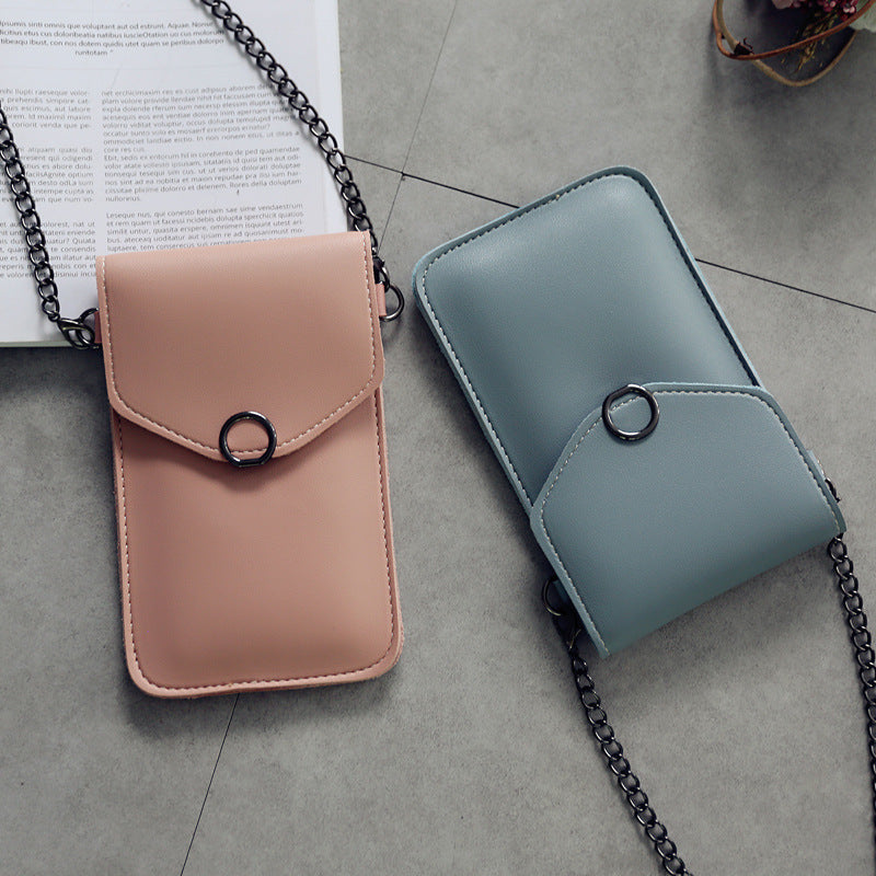 Women's new transparent touch screen retro trend mobile phone bag