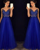 Dress Backless Beaded Ball Elegant Long Dress Blue Chiffon Dress Spot