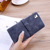 Vintage Frosted Ladies Mid-Length Multi-Card Pocket Wallet Buckle Two-Fold Hand-Grabbing Wallet