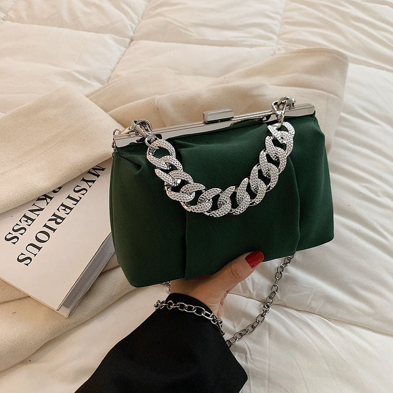 Chain Diagonal Pleated Small Square Bag