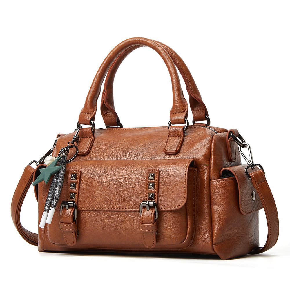 Women Bag Retro Leather Boston Women Handbag Designer