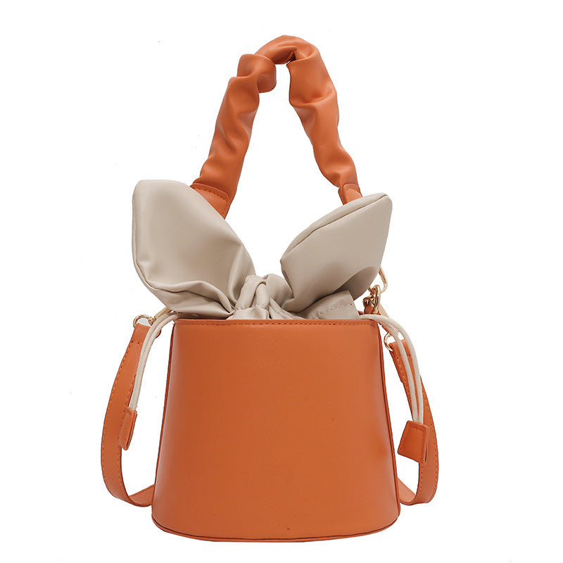 Cute Rabbit Ears Girl Heart Tie Bucket Pleated Handbag