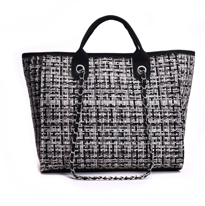 Plaid cloth handbag Fashion big bag Spring and summer new chain shoulder bag tide small fragrance handbag