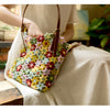 Floral Single Shoulder Bag Handmade Crochet Cotton Yarn Ball