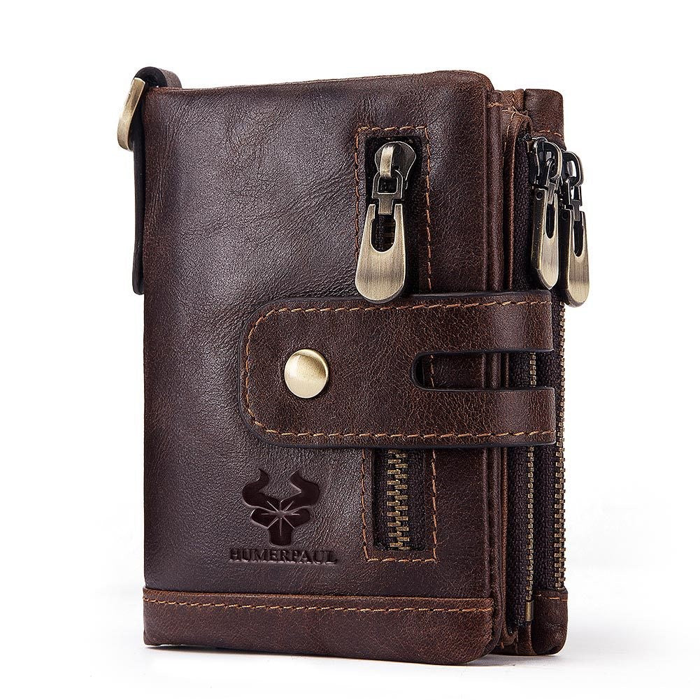 Multi-card leather men's retro RFID wallet