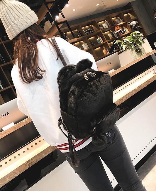 Cute plush bunny ears shoulder bag