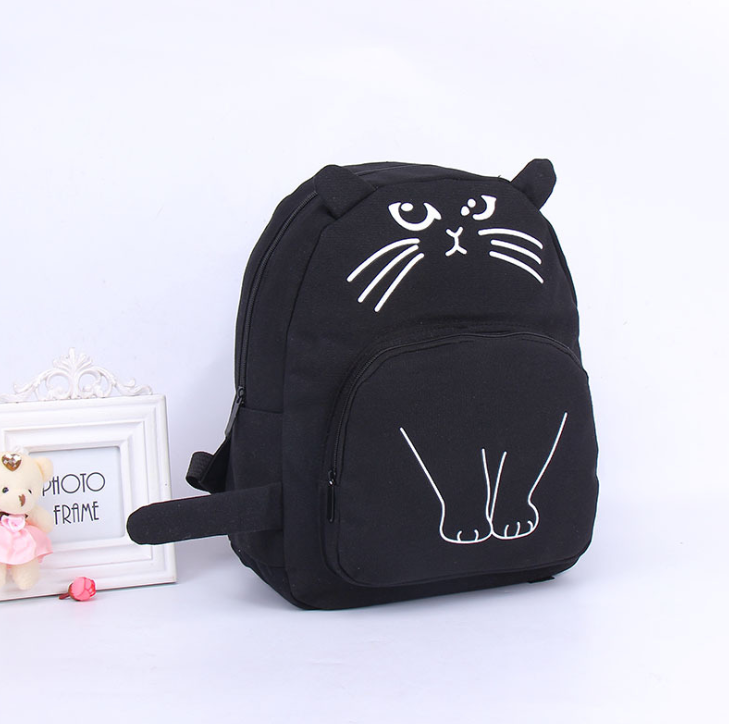 New funny cat canvas backpack casual female backpack