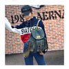 Backpack Retro Denim Backpack Female Drawstring Drawstring Pocket