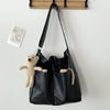 Women's Large Capacity Textured Soft Leather Bucket Bag