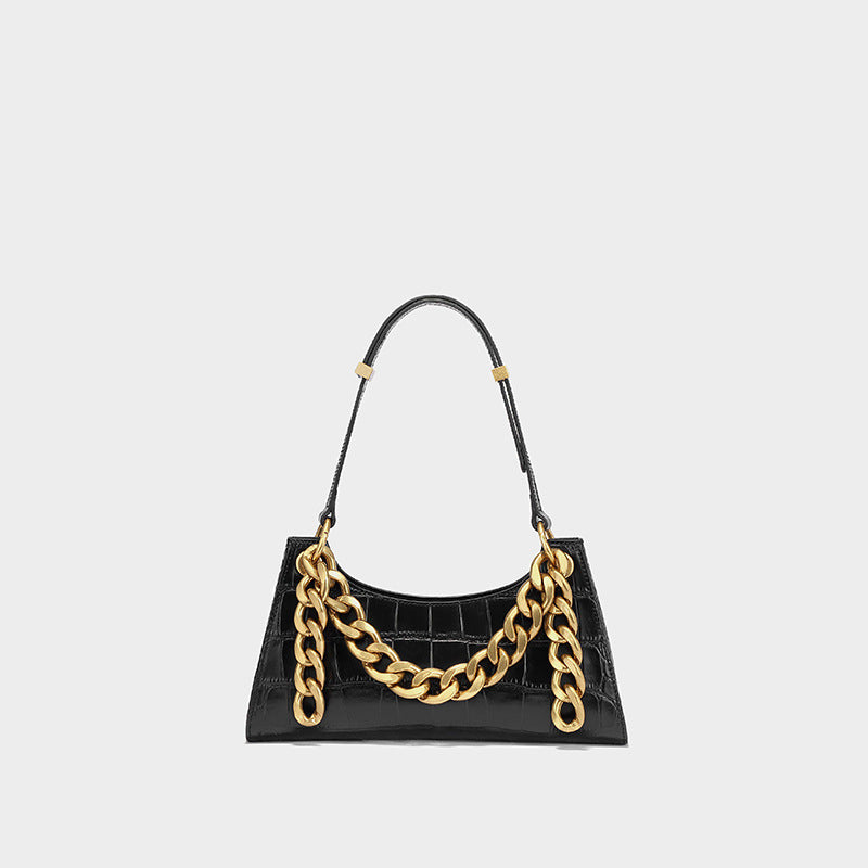 Chain leather shoulder bag
