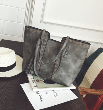 Thick line big bag tassel portable casual shoulder bag