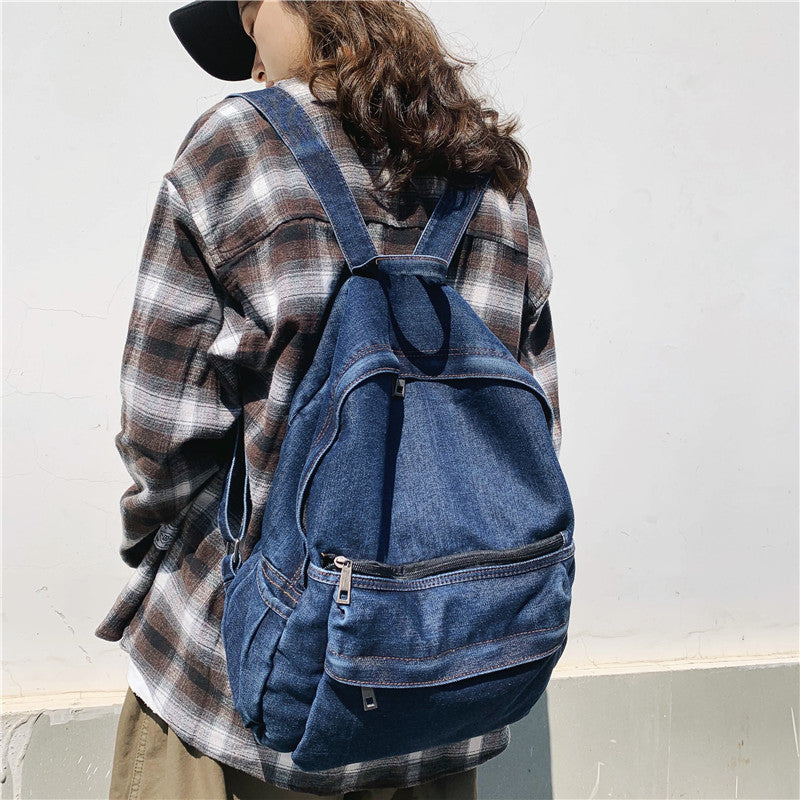 Denim Student Schoolbag Casual Large Capacity