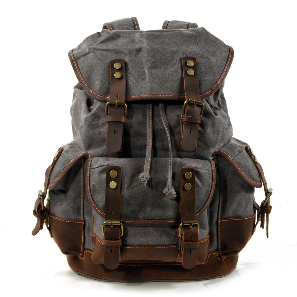 Canvas stitching leather mountaineering bag