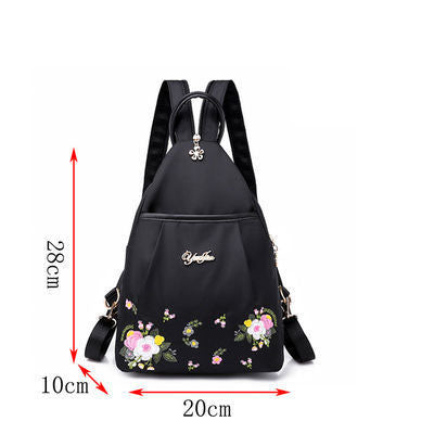 All-match Embroidery Ladies Oxford Backpack