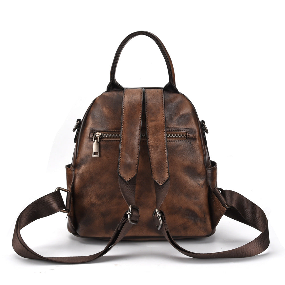 Vintage first layer cowhide backpack