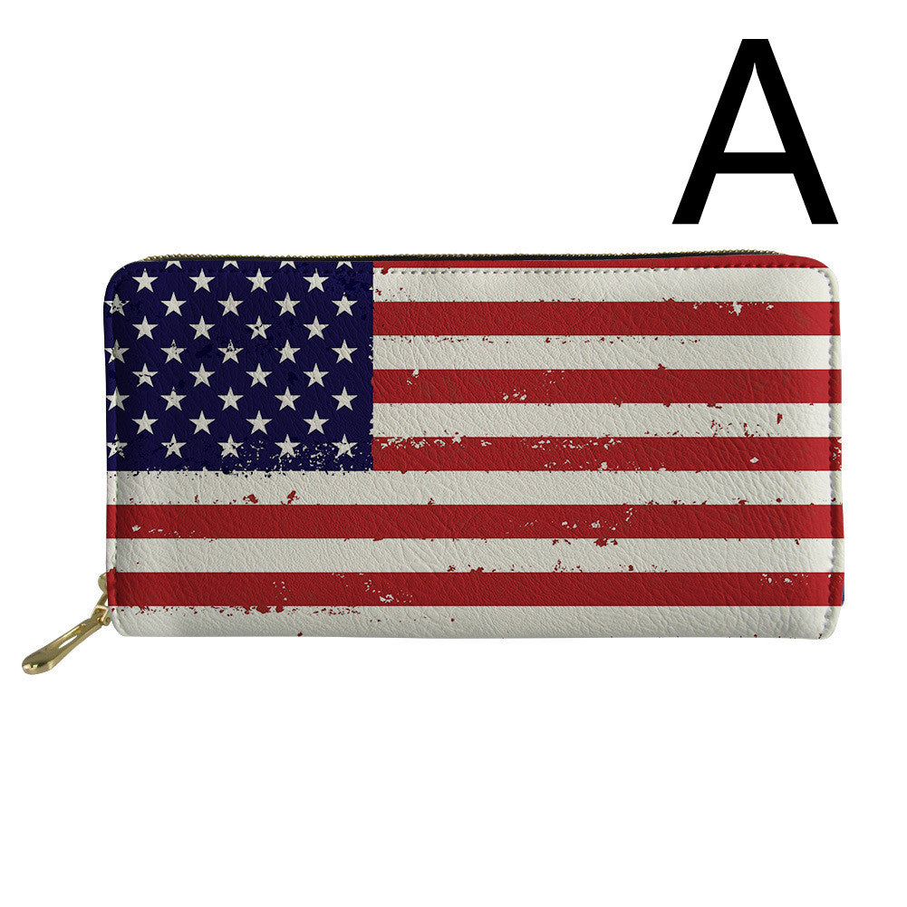 American Rice Word Distressed Bunting Pattern Printed Wallet