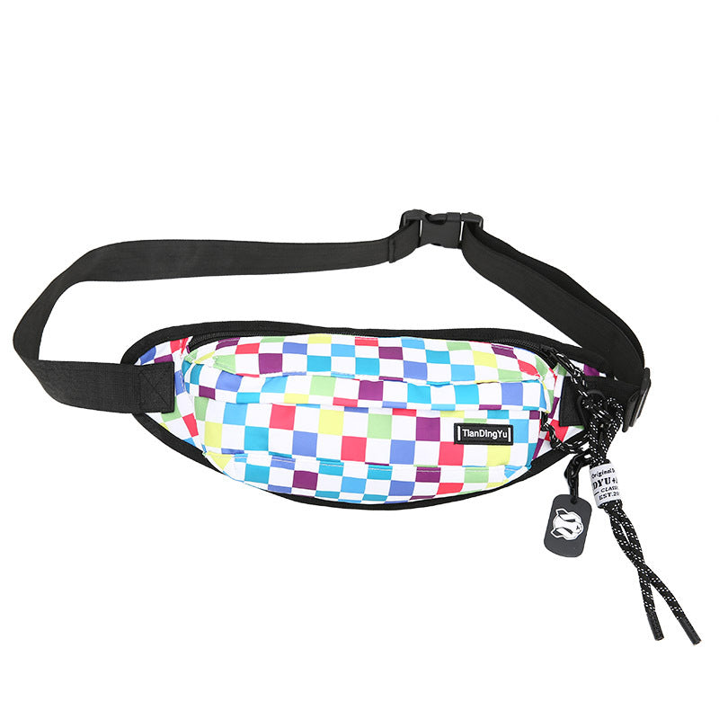 Black And White Checkerboard Colorful Rainbow Checkered Nylon Trend