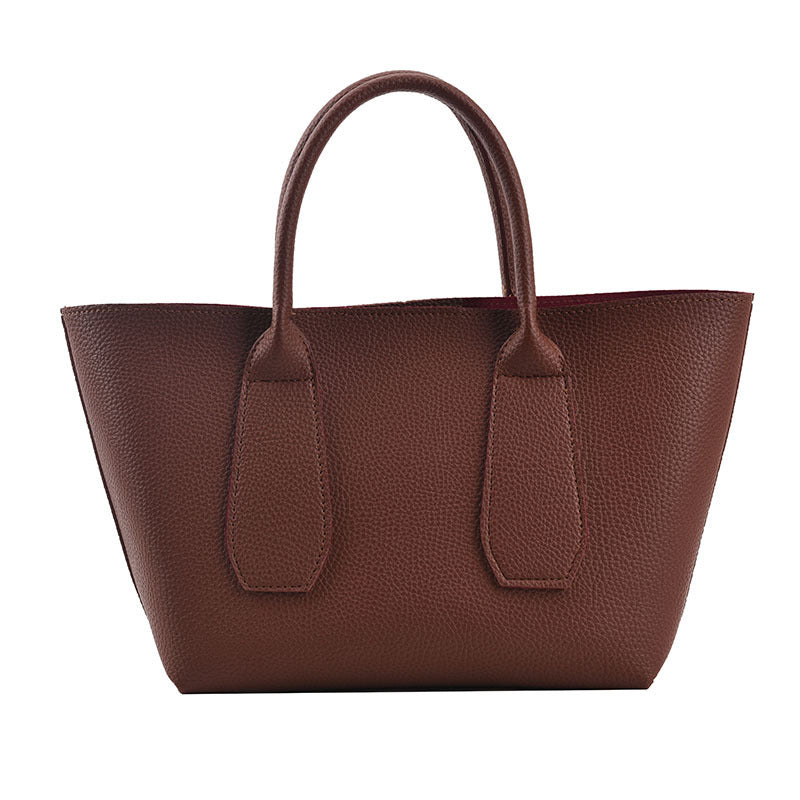 Pure Color PU Large Capacity Tote Bag Handbag Simple Female