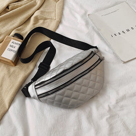 PU Leather Two Tier Waist Bag Shoulder