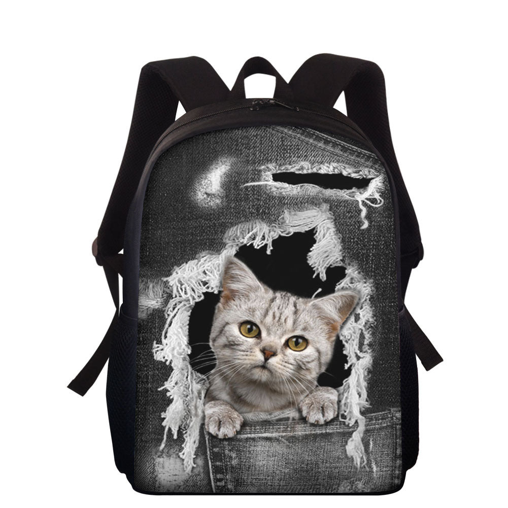 Cowboy hollowed-out pet cat children's schoolbags