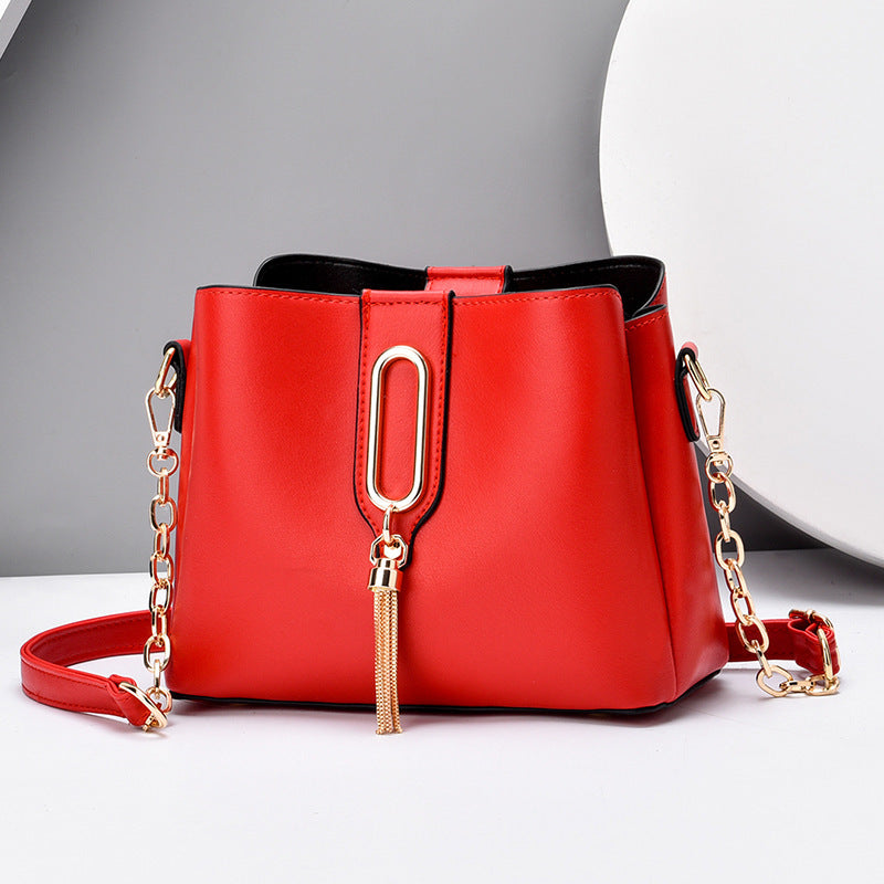 Solid Color Chain Bag Tassel Single Shoulder Crossbody Bag