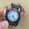 Skull Flip Leather Belt Band Bracelet Quartz Watch