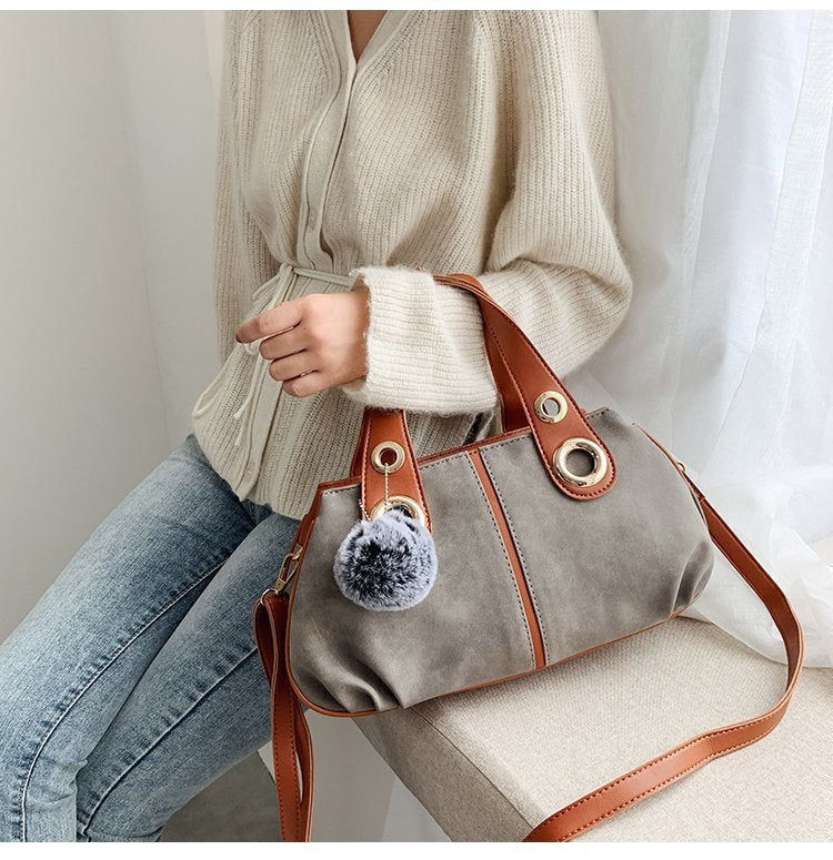 Hair Ball Pendant Frosted Women Bag