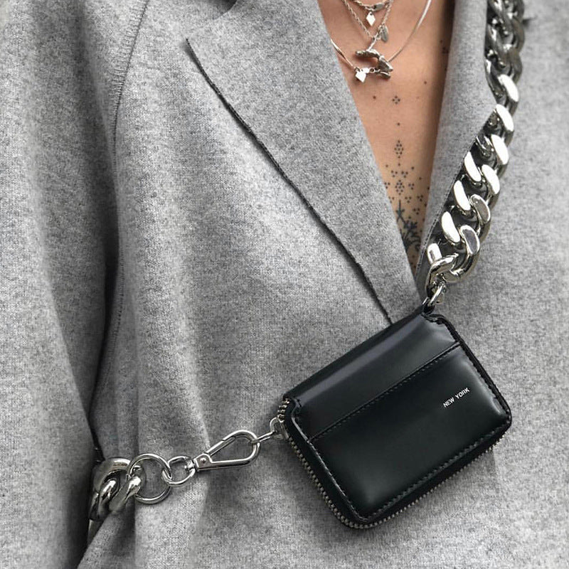 kara thick metal chain black shoulder bag