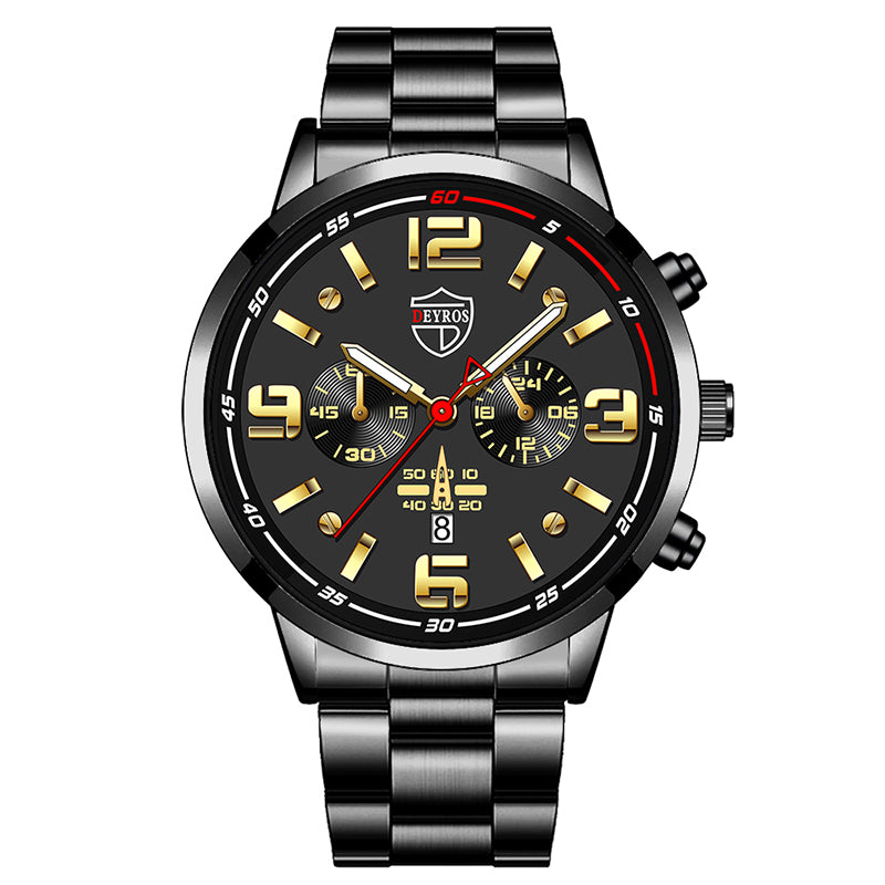 Steel Band Men's Calendar Luminous Quartz Watch