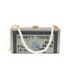 Diamond Face Letters Diamond Pearl Beaded Small Square Bag