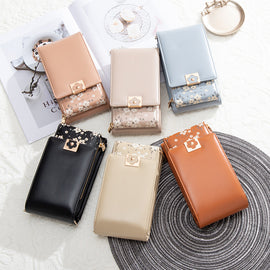 Korean Style PU Double Zip Flap Shoulder Crossbody Bag