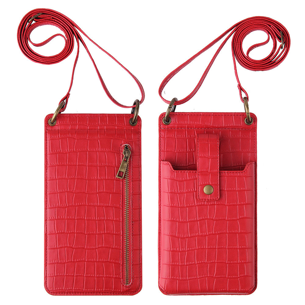 Multi-function Crossbody Bag For Mobile Phone Crocodile Pattern Wallet Card Holder