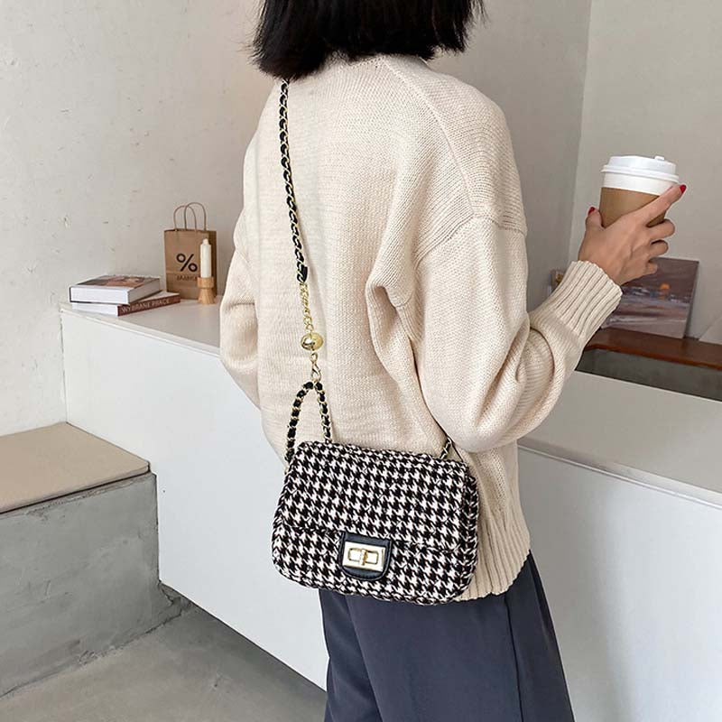 Lingge fashion all-match crossbody one-shoulder armpit small square bag