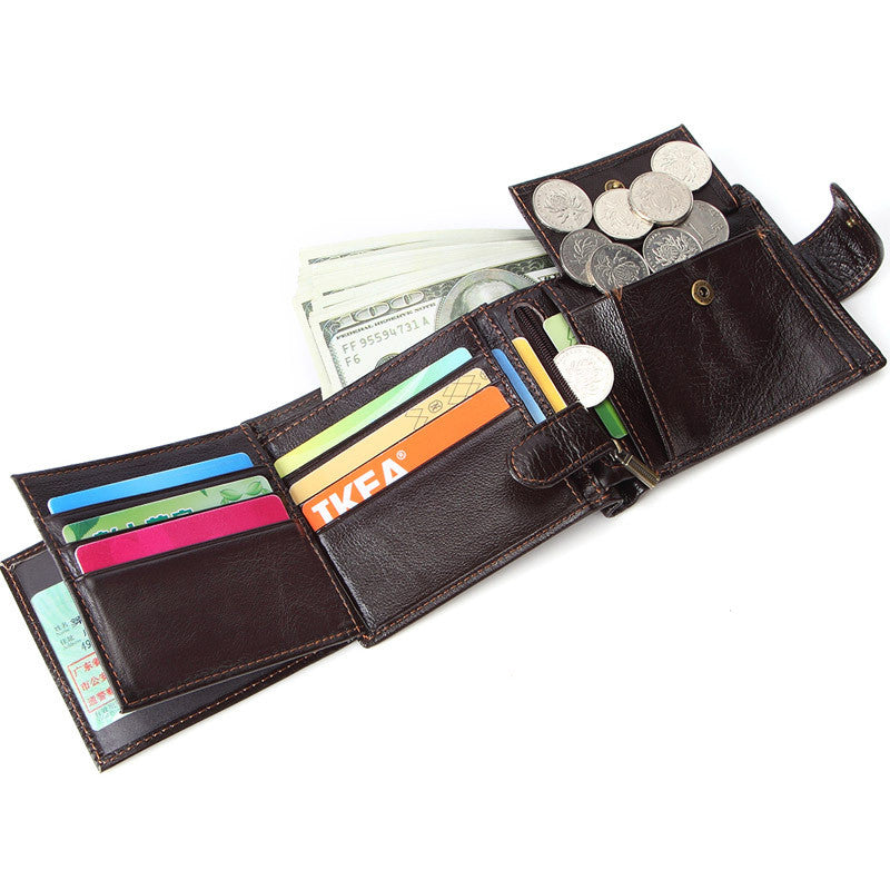 Top Layer Cowhide Clutch Bag Horizontal Style
