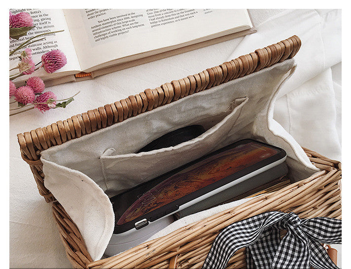 Versatile Crossbody One Shoulder Rattan Basket Bag Tote