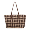 Large-capacity Fashion Shoulder Bag With Rhombus Print