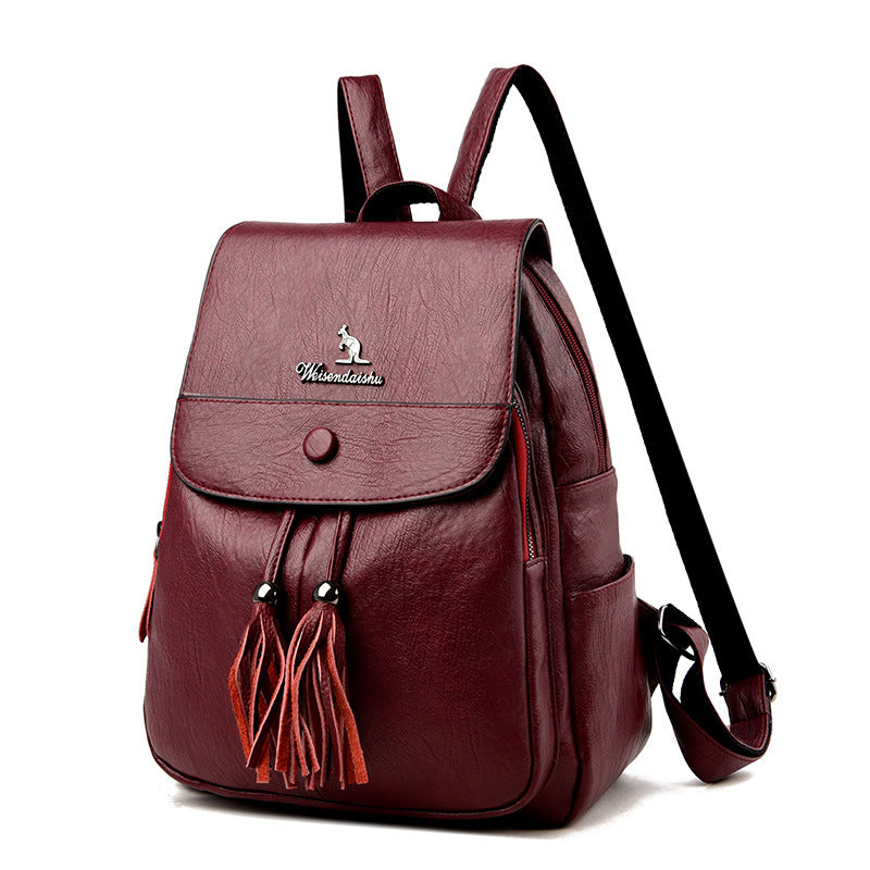 Diamond Two-Way Travel Bag Soft Leather Backpack