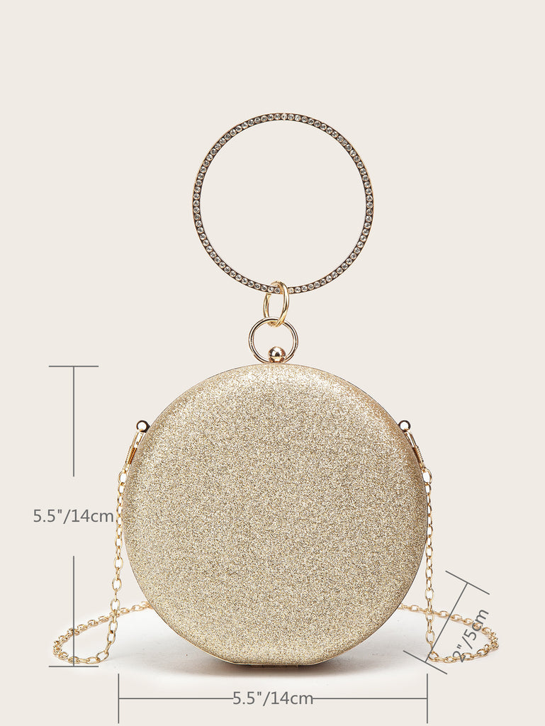 Diamondencrusted Handheld Round Box Bag Chain Evening