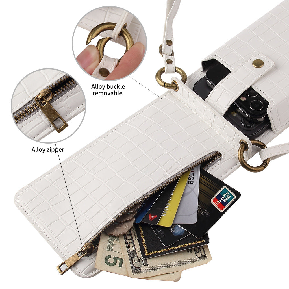 Multi-function Crossbody Bag For Mobile Phone Crocodile Pattern Wallet Card Holder
