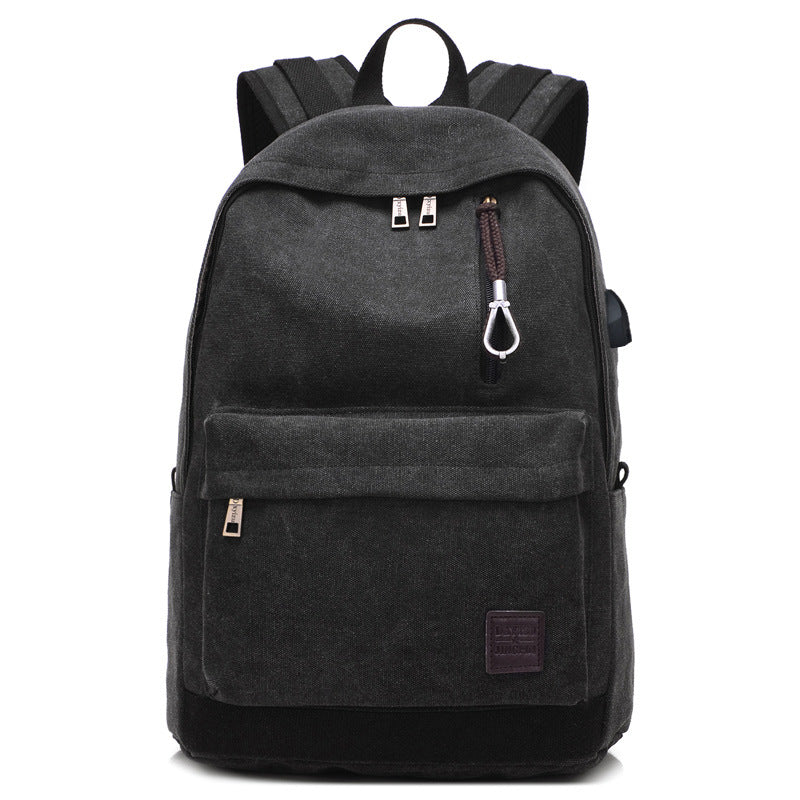 Canvas backpack usb rechargeable backpack