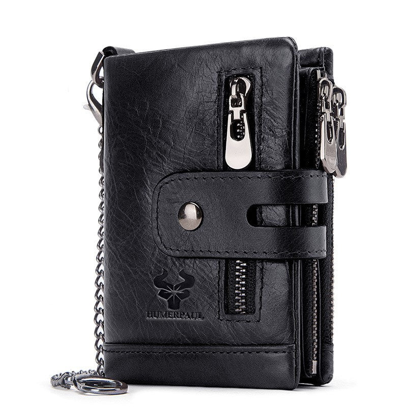 Multi-card leather men's retro RFID wallet