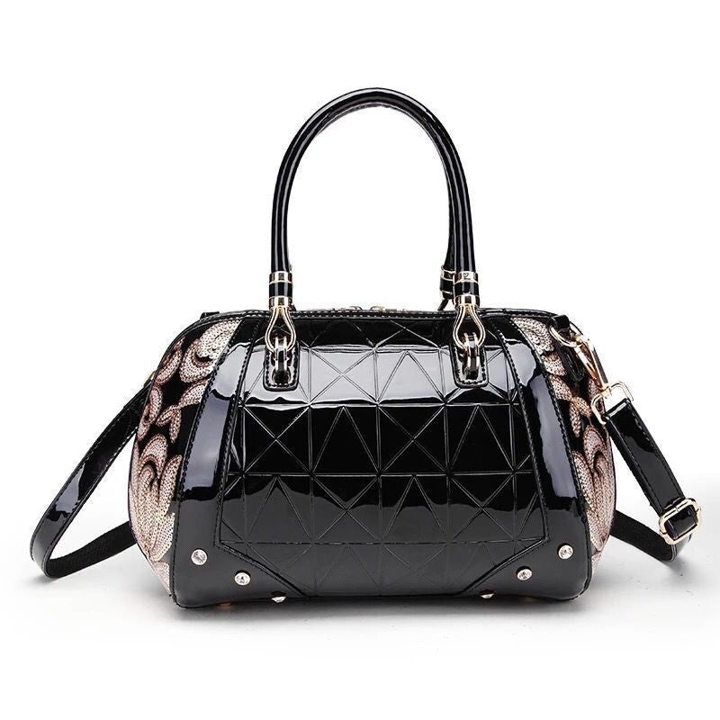 Patent leather Boston handbag