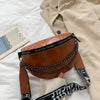 Solid color retro women's belt bag chain