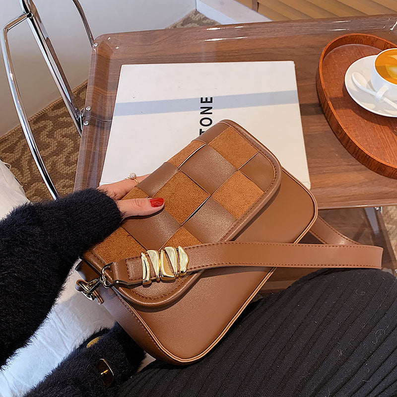 Fashion Autumn And Winter Matte Woven Messenger Texture Small Square Bag