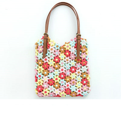 Floral Single Shoulder Bag Handmade Crochet Cotton Yarn Ball