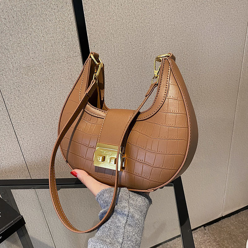 Crescent Gold Edge Lock Single Shoulder Bag