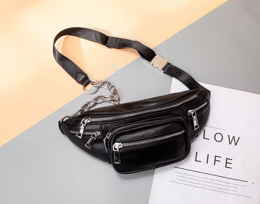 Men And Women Diagonal Fashion Trendy Ins Wild Chain Casual Waist Bag
