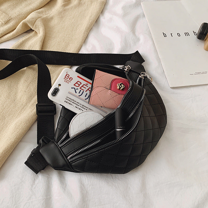 PU Leather Two Tier Waist Bag Shoulder